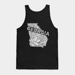 Mandala art map of Georgia with text in white Tank Top